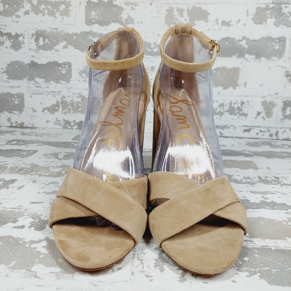 New Sam Edelman Yancy Nude Leather Ankle Strap Sandal X70 - Picture 3 of 12